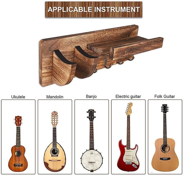 Gitarrväggshyllan Trä Väggmonterad Gitarrställ Gitarrstativ