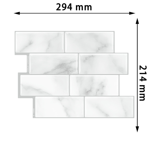 Självhäftande kakeltapeter vit 30 x 21 cm mosaik-stil