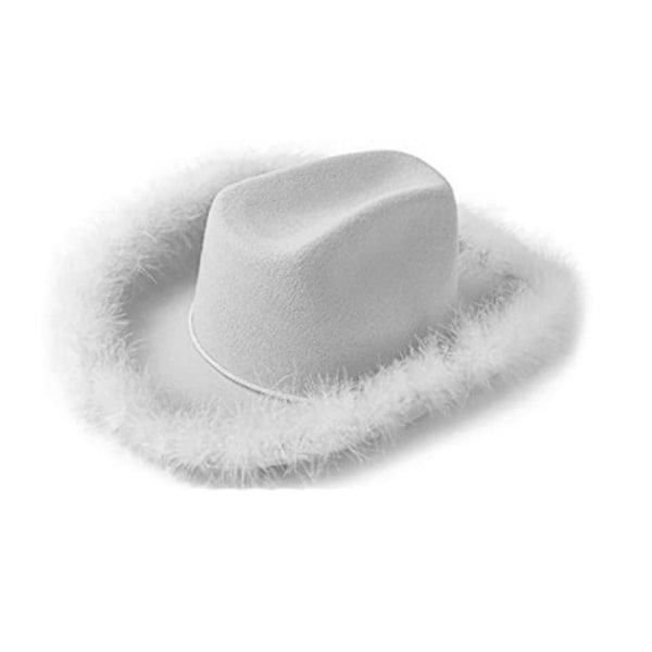Cowgirl hat med fjer Boa Fluffy Feather Trim Voksen størrelse