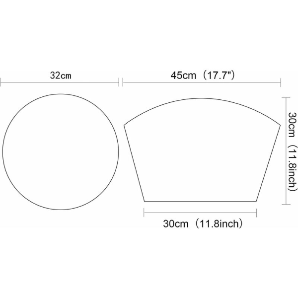 Set med 7 kilformade placemats 1 center rund vinyl tvättbar värmebeständig