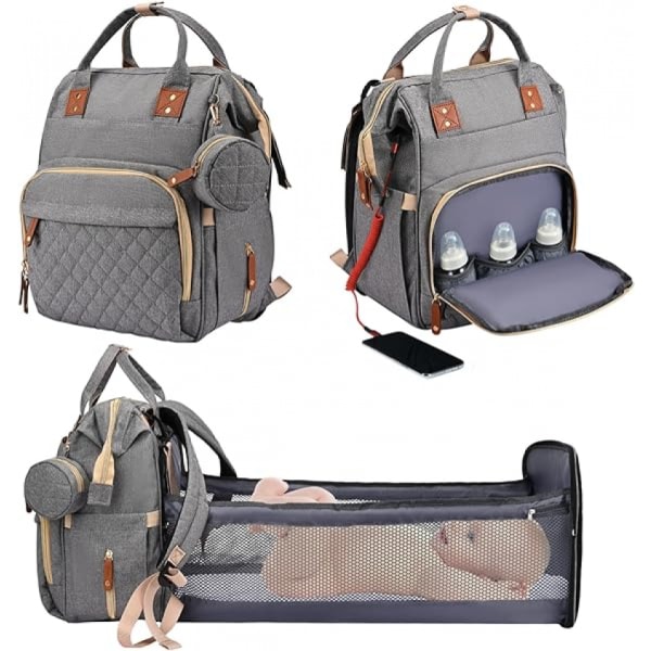 Baby , resväska med bärbar spjälsäng, 35 L gravidväska med stor kapacitet, multifunktion