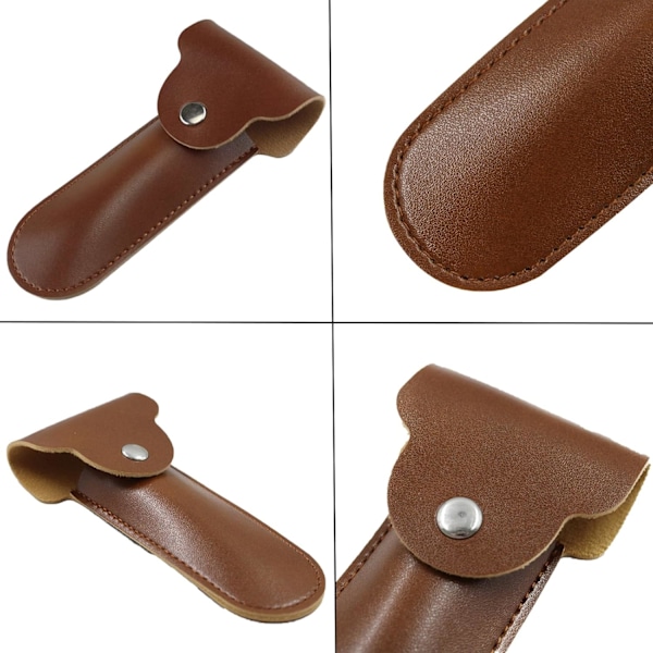 Razor Cases Kannettava Nahkainen Partahöyläkotelo Matka Partahöyläkotelo Partahöylän Säilytykseen ja Kuljettamiseen (Ruskea)
