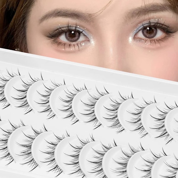 Manga Lashes med klar bånd japansk anime cosplay øjenvipper asiatiske falske øjenvipper naturligt look Lik