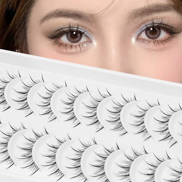 Manga Lashes med klar bånd japansk anime cosplay øyevipper asiatiske falske øyevipper naturlig utseende Lik