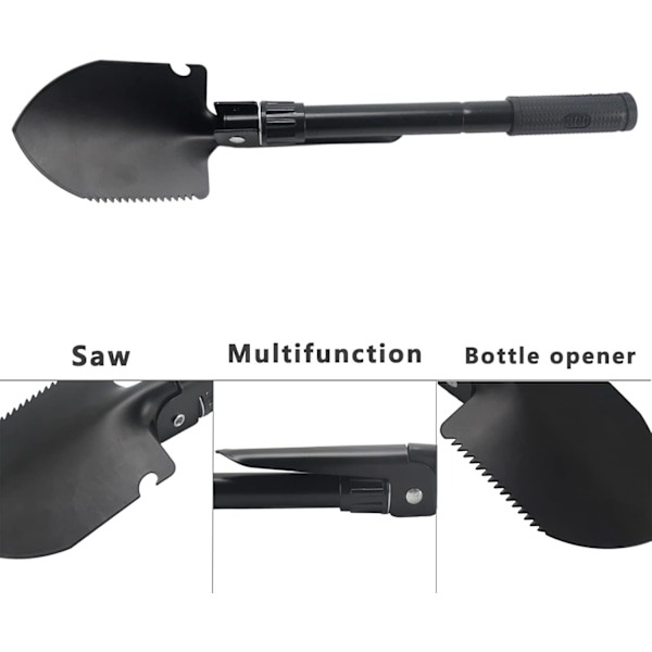 Fällbar spade, multifunktionell fällbar spade, militär överlevnadsspade för camping, vandring, utomhus, trädgårdsarbete, skyttegrav