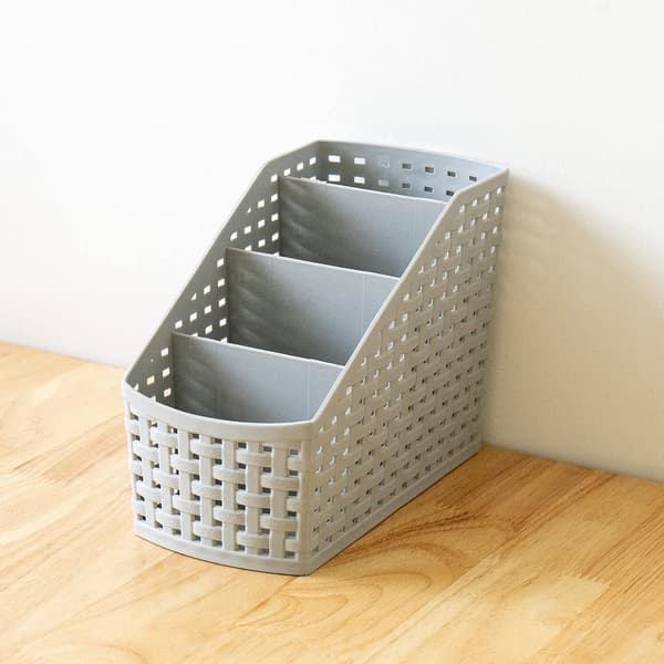 Multifunktionel Opbevaringskurv - 4 Plastikrum til Kontor, Bordplade, Køkken - Grå