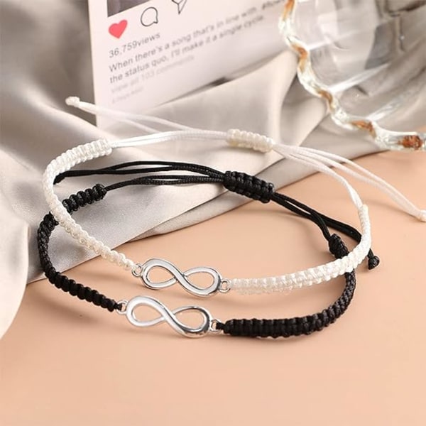 2 bestevenn armbånd for Yin Yang justerbar snor armbånd for vennskap forhold