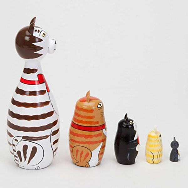 Nesting Cats - Handmålade Trämålade Nesting Dolls Matryoshka - Set om 5