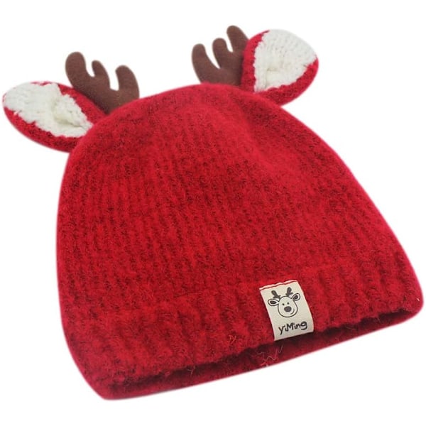 Sød Reindeer Hjortegevir Baby Beanie Blød Varmt Hæklet Strikket Hat til Små Piger Drenge