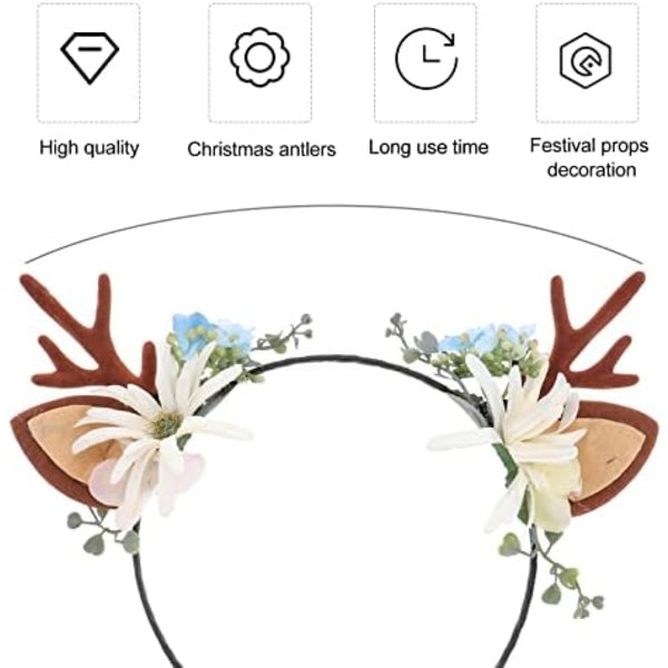 Hårbånd Julehjorte Blomst Hårbånd Hårbøjle Bær Rensedyr Hårtilbehør til Fest Festival