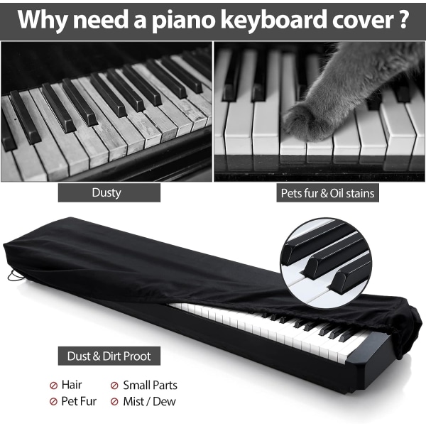 88 tangenter Piano Keyboard Dust Cover, för Digital Electric Pian
