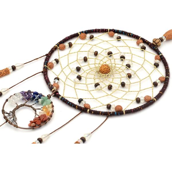 1 st Livets träd Drömfångare för Sovrum Vuxen Brun Boho Drömfångare Väggdekor för Flickor Chakra Kristall Healing