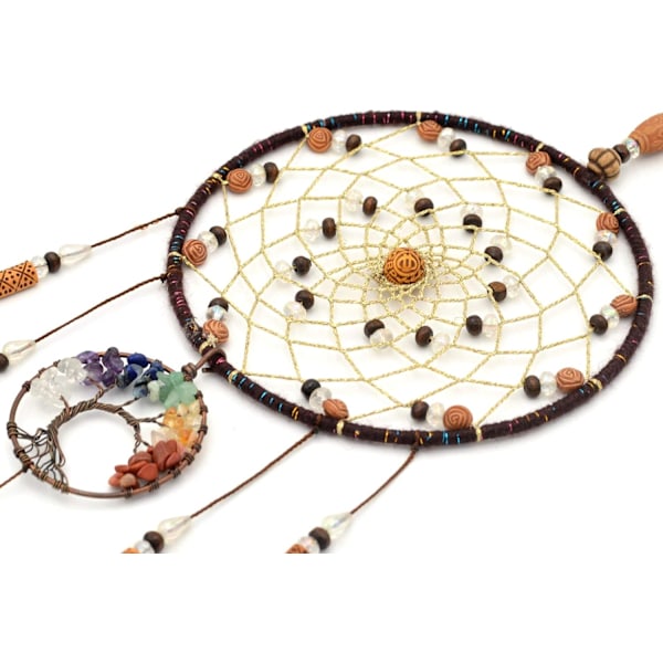 1 stk Livets Træ Drømmfangere til Soveværelse Voksen Brun Boho Drømmfangere Væghængning til Piger Chakra Krystal Healing