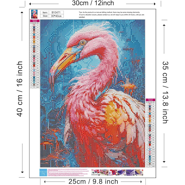 5D DIY Diamantmålningssats 30x40cm, Rosa Flamingo Diamantmålning Komplett 5D-kit för Annons