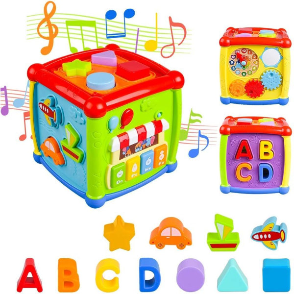 Activity Cube for Baby 1 2 Years Old, 6 in 1 Multifunctional Developmental Activity Center Preschool