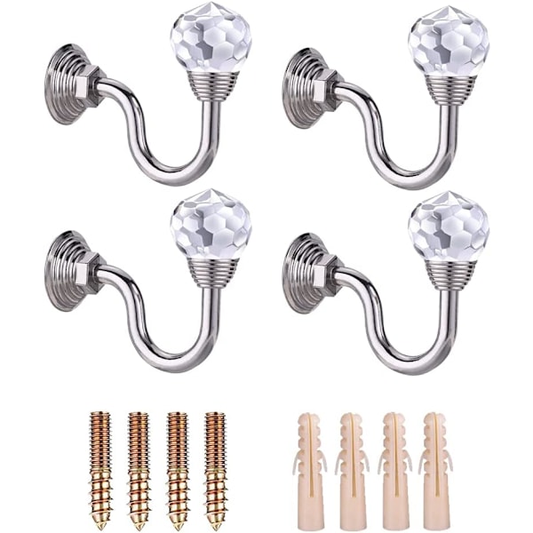 Krystal Gardin Kroge 4 Stykker Sølv Metal Gardin Væg Tiebacks Krystal Holdback Vindue Draper Cr