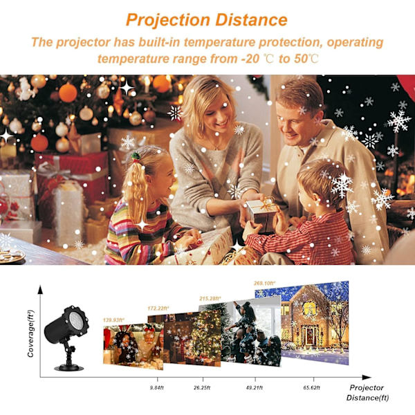 LED-projektor Jul Utomhus, LED-projektionslampa Snöflinga