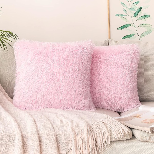 2 ylellisen turkissohvan tyynynpäällisen set , koristelu 40x40 cm vaaleanpunainen S