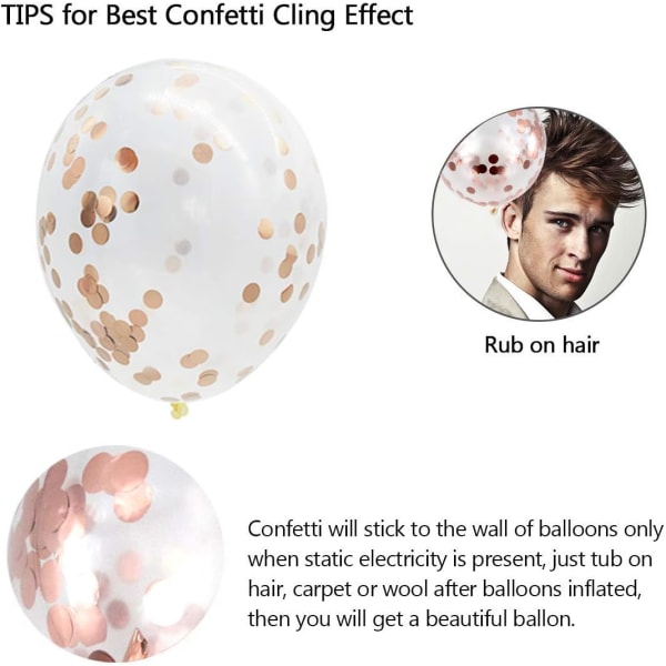 Ruusukultaiset ilmapallot ja konfettiilmapallot Latex Glitter Ballo