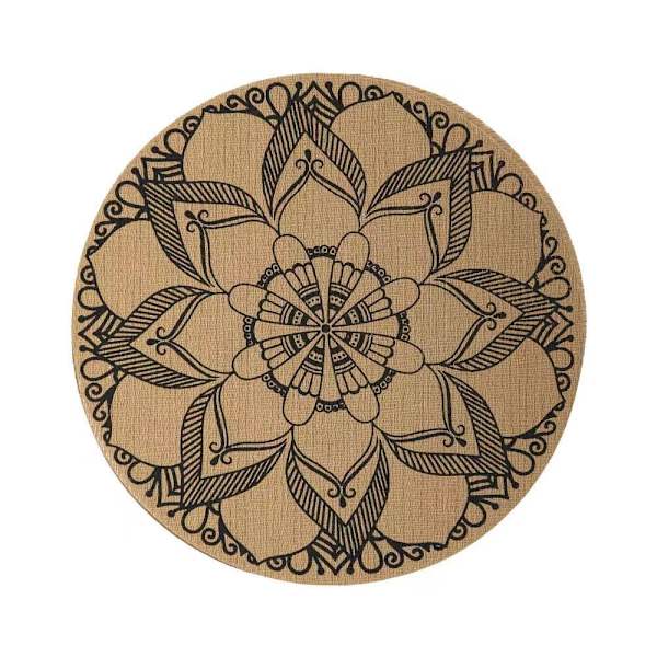 Bohemian Print Round Placemats PVC Braided Placemats Set of 6 Was