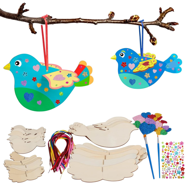 16 tee-se-itse puista 3D-lintusarjaa - Luovia harrastuksia lapsille - Tee-se-itse koristelintu manuaaliseen ripustukseen