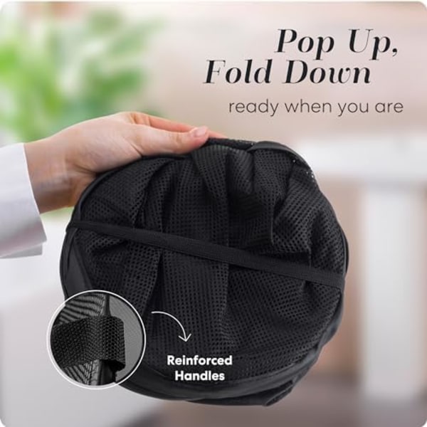 Hopfällbar Mesh Pop Up-korg med Bred Öppning och Sidoficka – Andningsbar, Stabil, Vikbar och Platsbesparande Design