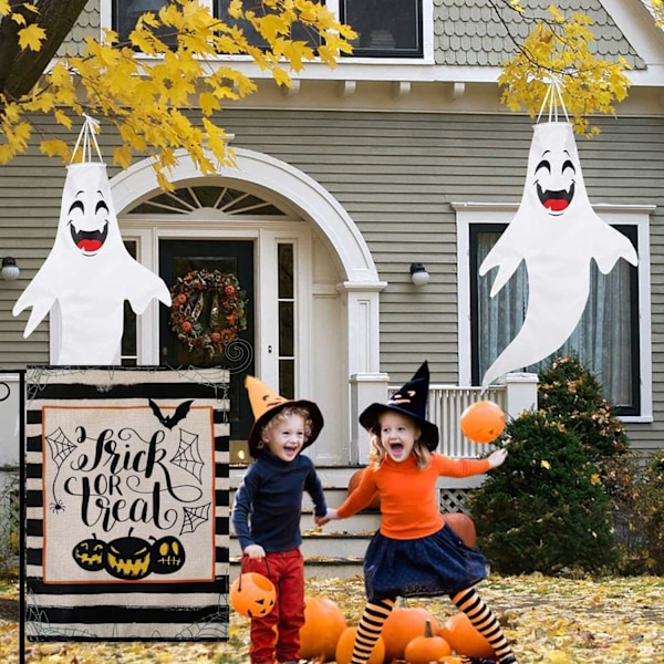 Halloween Välkommen Trädgårdsflagga Blommig Dubbelsidig Vertikal Rustik Bondgårdsplantering Säsongsbetonad Semester Utomhus Dekoration 12×18 Tum