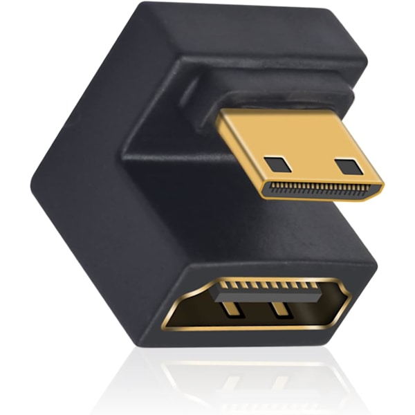 (1 Pack) U-formad Mini HDMI till HDMI 8K-adapter, nedåtvinklad Mini HDMI till HDMI-honaadapter Stöd 8