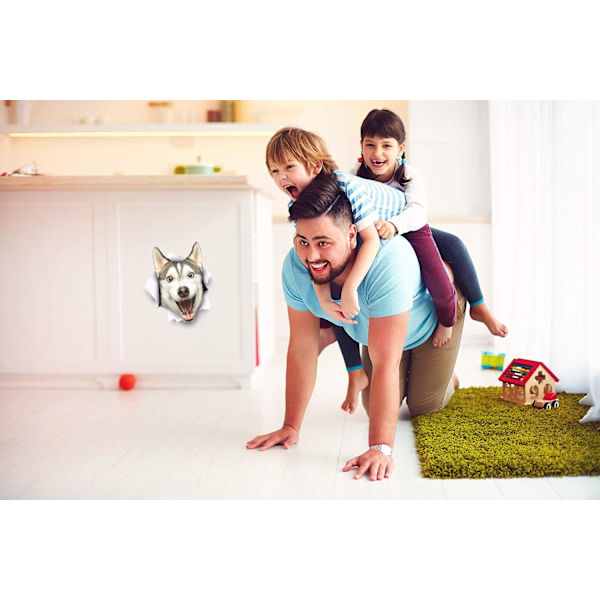 3D-klistremerker for hunder - 2-pakning - Happy Husky for Wall, Fridge Stic