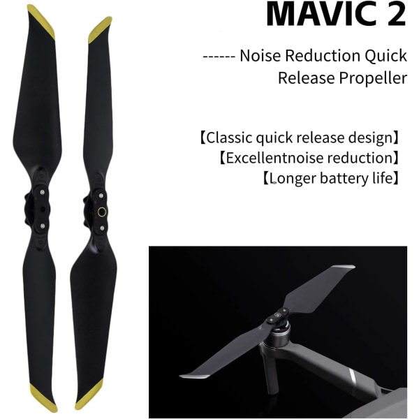 2 par RC Drone-propeller, støjreducerende hurtigudløserpropeller kompatibel med DJI MAVIC 2 PRO