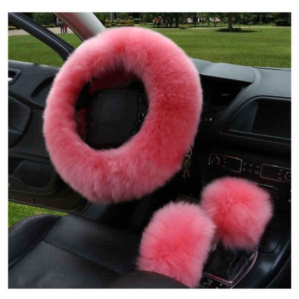 Pink 3stk Universal Car Rat Cover, Winter Steering Whe