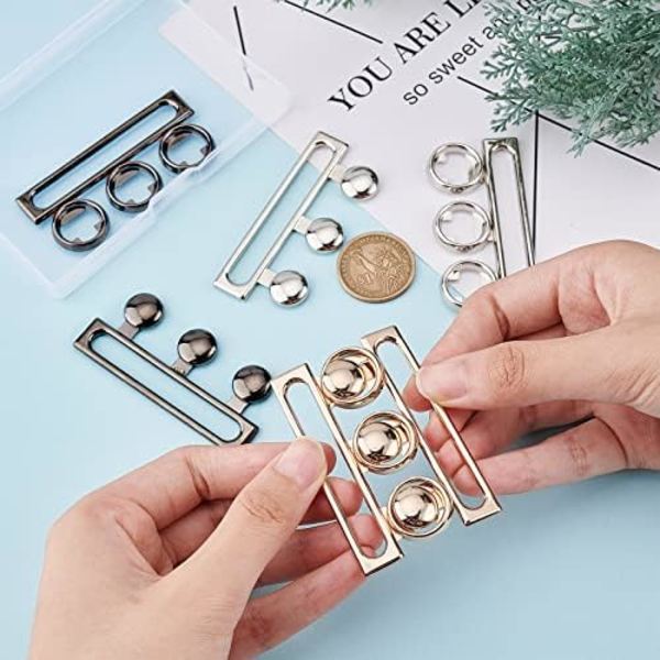 3 Sett med 3 Farger Bredt Midjebåndsøye Spenne, 2,7x1,2 Metallkrok Spenne Festes Bånd Tilbehør for DIY Midjebånd Hånd