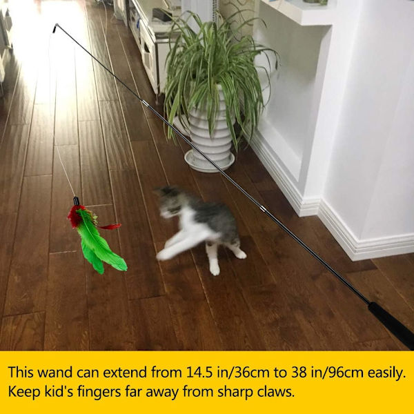 12 st kattfjäderleksak, pinne leksak katt fiskespö med 2 st Inte