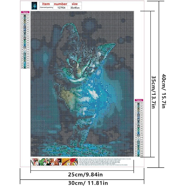 30x40CM 5D DIY Diamantmålning Katt, Diamantmålning Anime Anima