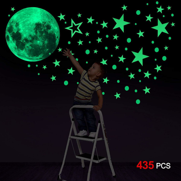 Autocollants vert Lumineux 435kpl Lune Étoiles Lumineuses Stick