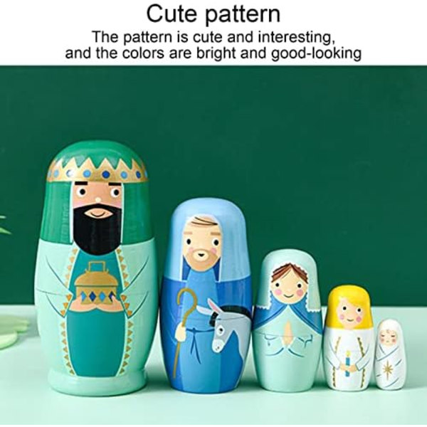Træ russiske nestingdukker, stable Jesus nestingfigur, fødselsdags- eller julegave