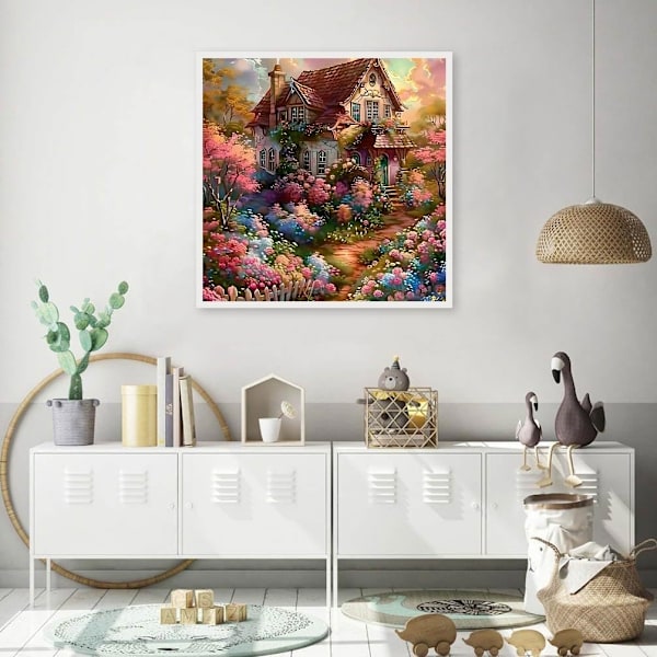 2 stycken 5D Diamantmålning Kit för Vuxna, Husblomma Diamantkonst Kit för Nybörjare, DIY Full Borr Blommig Diamant