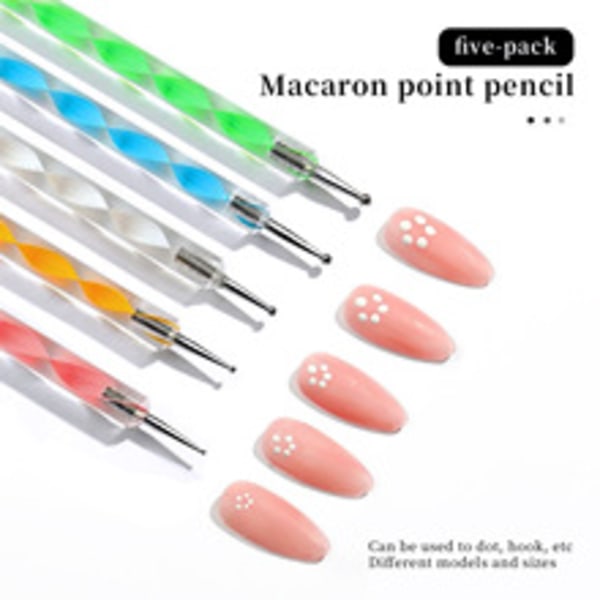5 prickpennor, nagelkonstdesignverktyg