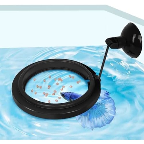7,5 cm Fiskgivningsring, Fiskvänlig Flytande Matgivare Cirkel Blå, med Sugkopp Enkel att Installera Akvarium, Kvadrat a