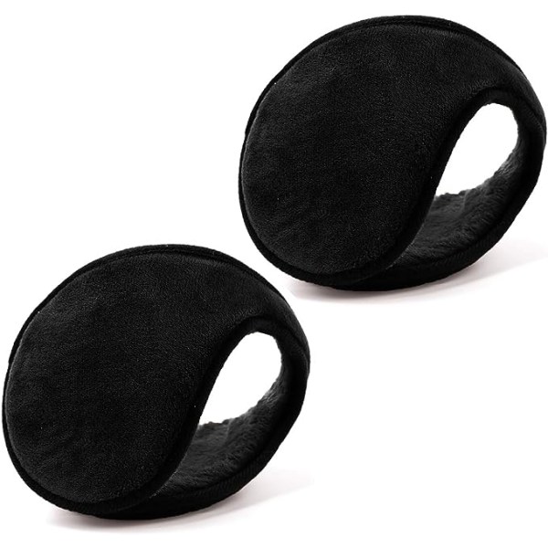 2 styks øreklokker til mænd og kvinder Klassisk fleece unisex vintervarme øreværne (sort)