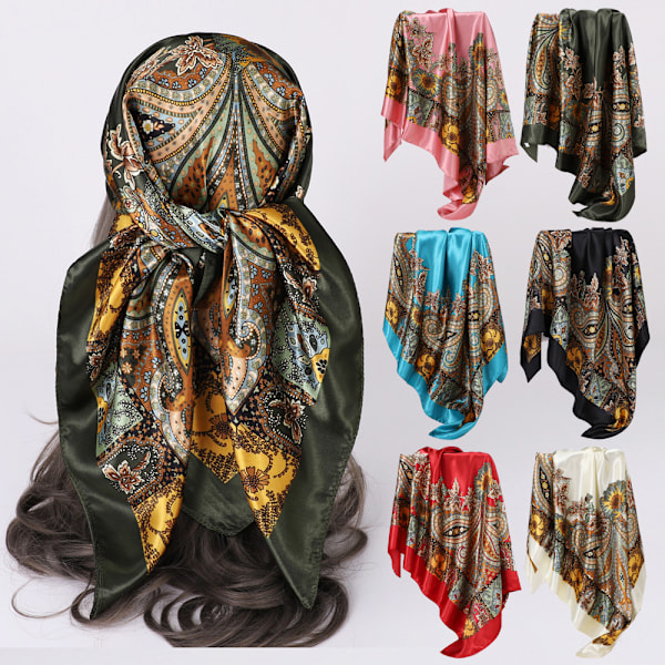 6 stk. 35” Satin Store Firkantede Hovedtørklæder - Silkelignende Hals tørklæde Hår Sovende Wraps Satin Silke Tørklæder til Kvinder