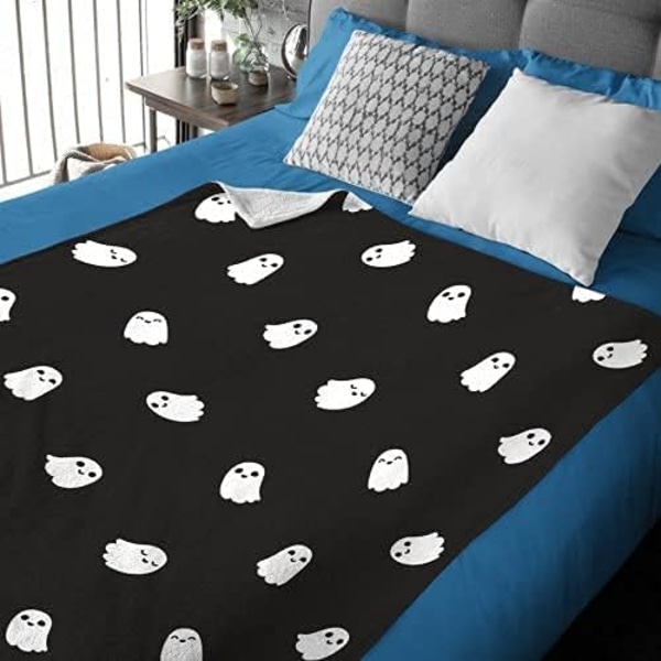 Spök-Flanellfilt Dekor Mjuk Mysig Varm Fluffig Filt för Säng Soffa Resa Strand