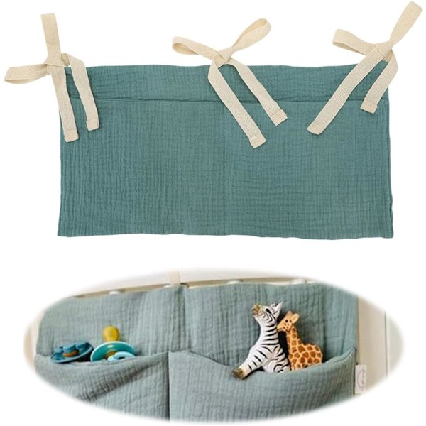 st Baby Sängförvaring, Hängande Förvaringsväska, Hängande Blöjorganisatör, Baby Säng Hängande Förvaring med 2 Fickor, för Förvaring av Kläder, Blöjor, Leksaker (Blå