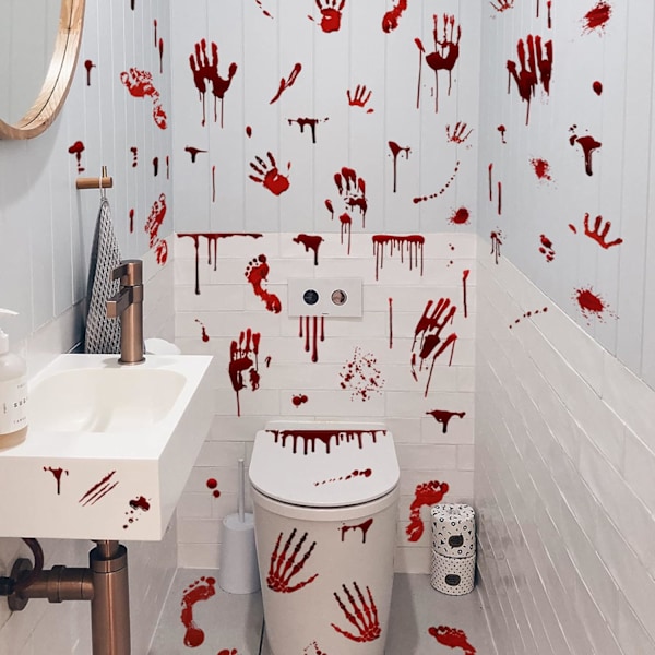 Halloween Veriset Kädenjälki Jalkajälki Ikkunatarrat Seinätarrat Halloween Juhlat Sisä- Ulkokoristeluun