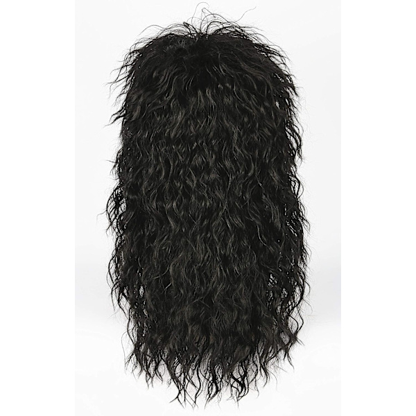 80-tals peruk för män svart mullet peruker halloween kostym manlig peruk punk heavy metal rocker lång lockig peruk