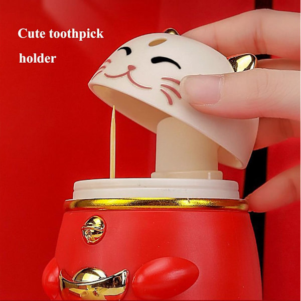 1 st Tandpetarehållare Tandpetare Dispenser, Automatisk Söt Katt Tandpetare Dispenser för Kök Restaurang Hotell, Tjock