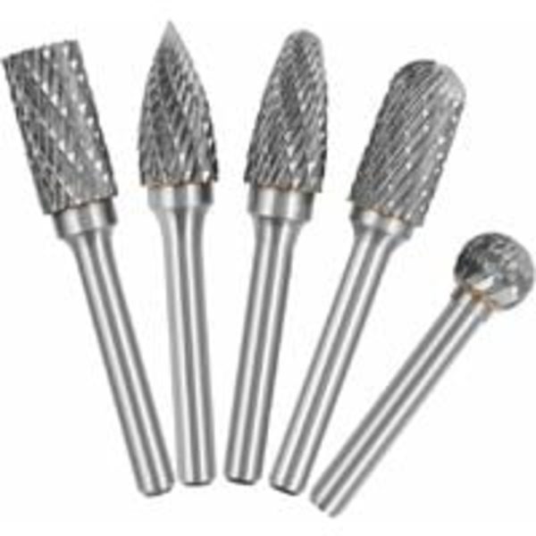 5 stk. 6 mm skaft 10 mm hoved wolframcarbid dobbeltsnit roterende burr
