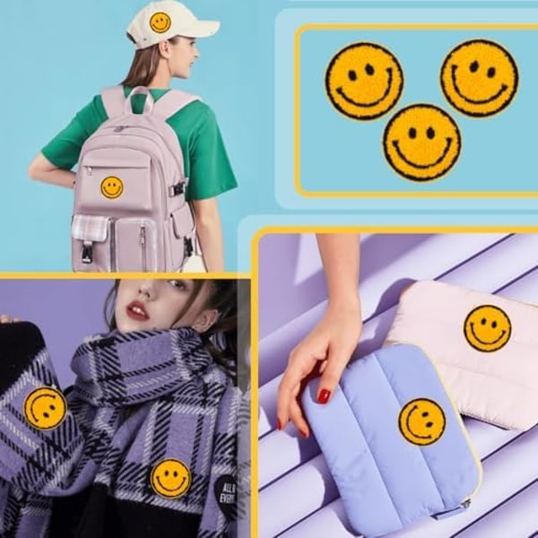 30 st Smiley Face Strykjärnspåsar i Gult för Kläder Söta Strykjärnspåsar för Kläder, Hattar och DIY-Hantverk
