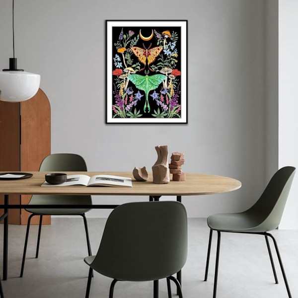 1 stk. Diamantmaleri til Voksne Begyndere, Sommerfugl Svampe Diamant Kunst Sæt, 5D, Måne Diamant Punkt Blomst, Luna Moth