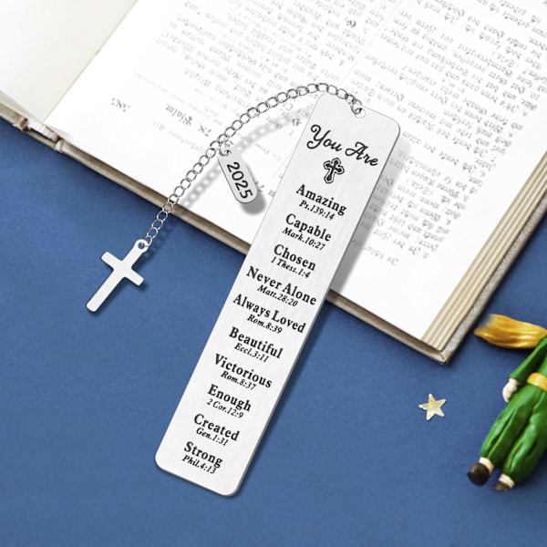 Bogmærke med Bibel, 2025 Kristne Bogmærker, Bogmærker til Kvinder, Dåbsgaver til Piger, Første Kommunionsgaver til Piger, Tilbage til Skolen Konfirmationsgave G